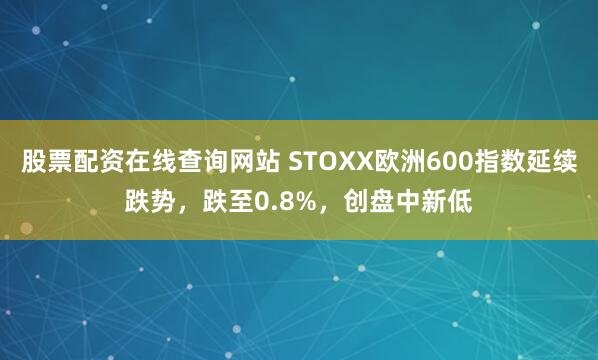 股票配资在线查询网站 STOXX欧洲600指数延续跌势，跌至0.8%，创盘中新低